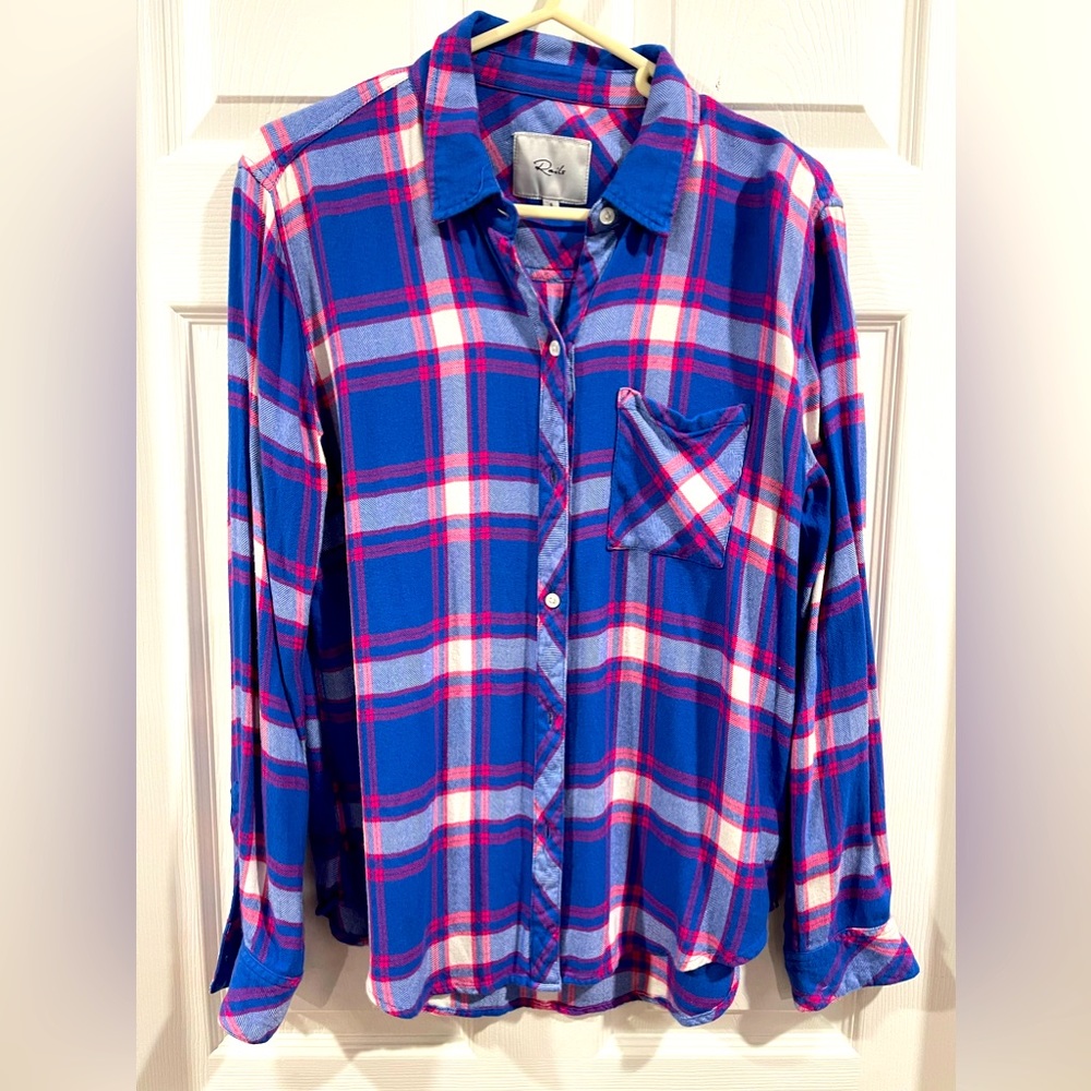 Rails Blue Red & White Button Up Small - image 1